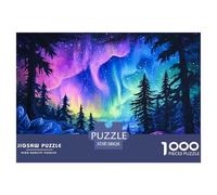 Northern Lights on A Snowy Night1000 Piece Impossible for Adults Games Gifts Kids Challenge JigsawPine Trees Mushrooms