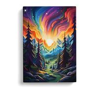 Northern Lights Orphism Art Canvas Print | Gallery Wrapped 30mm Frame Wall Art | 30x20 inches | Ready to Hang | Contemporary Picture | Living Room Bedroom Lounge Office