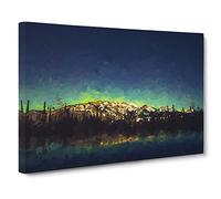 Northern Lights Over In Canada Canvas Print | Gallery Wrapped 30mm Frame Wall Art | 30x20 inches | Ready to Hang | Abstract Picture | Living Room Bedroom Lounge Office
