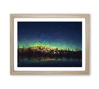 Northern Lights Over In Canada In Abstract Modern Art Framed Print | A2 Oak Framed Wall Art | Ready to Hang | Abstract Landscape Picture | Living Room Bedroom Lounge Office