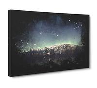 Northern Lights Over in Canada Paint Splash Canvas Print | Gallery Wrapped 30mm Frame Wall Art | 30x20 inches | Ready to Hang | Modern Picture | Living Room Bedroom Lounge Office