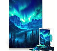 Northern Lights Over Mount Jigsaw Puzzle 1000 Piece for Adults Brain Challenge Toy Leisure Time Clear Cut Amazing Present (38x52cm)