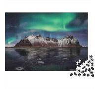 Northern Lights Over Mountains 1000 Pieces Puzzles Beautiful View Aurora Rock Lake Wall Decoration Educational Game Gifts Puzzles for Adults Jigsaw Puzzles for Adults 70x50cm/1000pcs