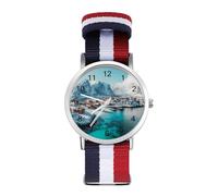 Northern Lights Over The Lofoten Islands Norway Casual Watch for Men Women Braided Strap Watches Three-Hand Wrist Gift