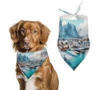 Northern Lights over The Lofoten Islands Norway Funny Dog Bandanas Adjustable Triangle Pet Scarf Bib for Small Medium Large Cute Pets Supplies