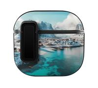 Northern Lights over The Lofoten Islands Norway Funny Headphone Cases Compatible with AirPods 4 Hard PC Protective Cover with Secure Buckle