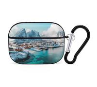 Northern Lights over The Lofoten Islands Norway Funny Headphone Cases Compatible with AirPods Pro Hard PC Protective Cover with Keychain
