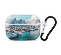 Northern Lights over The Lofoten Islands Norway Funny Headphone Cases Compatible with AirPods Pro Hard PC Protective Cover with Keychain