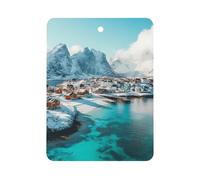 Northern Lights over The Lofoten Islands Norway Hanging Car Air Fresheners 1Pcs Aromatherapy Tablets Automotive Fragrance Scented Card Decor Square