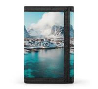 Northern Lights Over The Lofoten Islands Norway Men's Wallets Minimalist Trifold Wallet Polyester Card Cases Casual Coin Purse