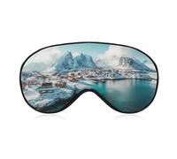 Northern Lights Over The Lofoten Islands Norway Soft Sleep Masks for Men Women Silk Eye Mask with Adjustable Strap Comfortable Blindfold Eyeshade