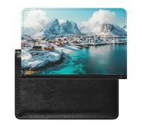 Northern Lights Over The Lofoten Islands Norway Travel Passport Covers Unisex Wallet Holder Slim RFID Blocking Card Case Protector Essentials