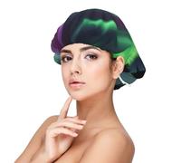 Northern Lights Painting Print Adult's Satin Sleeping Cap, Maintain Hairstyle, and Ensure Comfortable Sleep, 13 inches Black, Black, One size