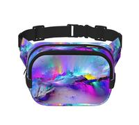 Northern Lights Painting Print Men and Women Square Double Layer Waist Bag Workout Crossbody Travel Waist Bag, Black, One Size