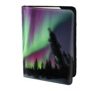 Northern Lights Painting Print Passport Holder for Travel,Wallet Case RFID Blocking Leather Card Slot Protector