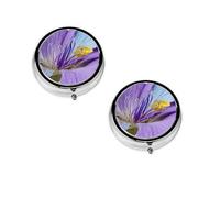 Northern Lights Painting Print pilldispenser, Round Organizer, 3 Compartment Small Case for Purse & Pocket, Portable Medicine Box for Travel