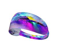 Northern Lights Painting Print Sports Headbands For Men Women, Moisture Wicking Sweat Band Elastic Wide Hair Bands,For Running, Cycling, Basketball, Gym Exercise, Football