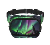 Northern Lights Painting Print Waist Pack Square Waist Bag Workout Hiking Running Travel Gym Pretty Zipper Fashion