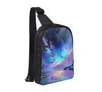 Northern Lights Painting Printed Chest Bag Sling Bag for Men Women, Waterproof Crossbody Backpack Men Bag for Runner Workout Hiking Cycling Travel