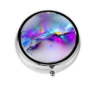 Northern Lights Painting This Small, Round, Three-Compartment Travel Pill Box is Perfect for Storing Daily medications, Vitamins, and on-The-go.