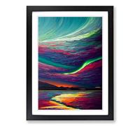 Northern Lights Painting Vol.5 Framed Print | A2 Black Framed Wall Art | Ready to Hang | Modern Landscape Picture | Living Room Bedroom Lounge Office