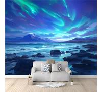 Northern Lights Pattern Photo Wallpaper - 150 x 105 cm Non-Woven Premium Fleece Wall Mural - Modern Art Print Bedroom Living Room Decoration Poster