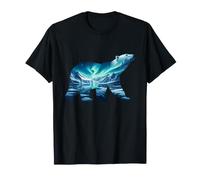 Northern Lights Polar Bear Arctic Landscape T-Shirt