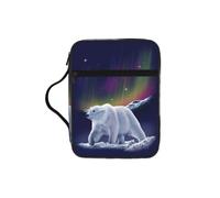 Northern Lights Polar Bear Bible Storage Bag Carrying Book Case Church Bag Bible Protective with Handle