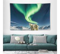 Northern Lights Polar Bear Boho Wall Tapestry with Hanging Kit Aesthetic Tapestry Wall Hanging Personalized Backdrop Large Vintage Tapestries Decoration for Bedroom Living Room Dorm Decor-40x60