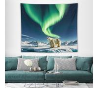 Northern Lights Polar Bear Boho Wall Tapestry with Hanging Kit Aesthetic Tapestry Wall Hanging Personalized Backdrop Large Vintage Tapestries Decoration for Bedroom Living Room Dorm Decor-50x60