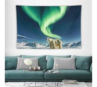 Northern Lights Polar Bear Boho Wall Tapestry with Hanging Kit Aesthetic Tapestry Wall Hanging Personalized Backdrop Large Vintage Tapestries Decoration for Bedroom Living Room Dorm Decor-60x90
