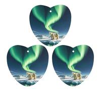 Northern Lights Polar Bear Car Air Freshener, 3 Pcs Love form Hanging Air Freshener Cards, Long Lasting Fragrance Scented Cards for Car, Home, Office Gray-style