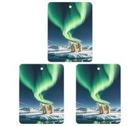 Northern Lights Polar Bear Car Air Freshener, 3 Pcs Square Hanging Air Freshener Cards, Long Lasting Fragrance Scented Cards for Car, Home, Office Gray-style