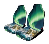 Northern Lights Polar Bear Car Seat Covers Universal, 2PCS Carseat Protector - Stretchable Fabric, Anti-Slip Elastic Car Seat Protector for Cars, SUV, Trucks