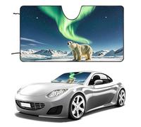 Northern Lights Polar Bear Car Windshield Sun Shade Keep Car Interior Cool 51"x28" Folding Front Window Sun Shade, Heat Shield for SUV, Truck, Blocks UV