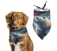 Northern Lights Polar Bear Dog Bandanas Cute Soft Cotton Puppy Scarves Washable Daily Summer Durable Triangle Reversible Bibs Suitable for Small Medium Large Dogs and Cats