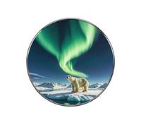Northern Lights Polar Bear Fridge Sticker Funny Fridge Magnets Novelty Round Fridge Magnets Reusable for Whiteboard, Locker, Kitchen, Office- Strong Decor Magnetic Stickers