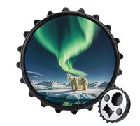 Northern Lights Polar Bear Magnetic Bottle Opener, Space Saving Kitchen Tool, Funny Beer Opener & Refrigerator Magnet for Camping, Traveling Camping Black-style