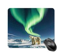 Northern Lights Polar Bear Mouse Pad Square Mice Mat Waterproof Computer Mousepad with Non-Slip Rubber Base Wireless Mice Pad for Laptop Office Home Personalized Gaming Mousepad 25 * 30cm