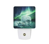 Northern Lights Polar Bear Night Light Plug in Wall Print Small Nightlight Auto-On/Off Wall Lamp Auto Sensor Dusk to Dawn