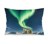 Northern Lights Polar Bear Pillow Cover Double-Sided Soft Pillowcase 12 "x20, Decorative Throw Pillow Case for Sofa Bed Car Outdoor