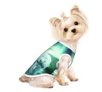 Northern Lights Polar Bear print Dog Clothes T Shirts for Small Dogs Breathable Puppy Kitten Dog Shirts for Pet Dogs Cats