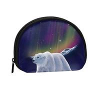 Northern Lights Polar Bear Prints Coin Purse for Women Cute Small Change Wallet Mini Coin Purses Pouch with Zipper