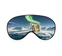 Northern Lights Polar Bear Sleep Mask with Adjustable Strap, Breathable Sleep Masks for Women Men, Soft Eye Mask for Side Sleepers, Travel, Office Nap, Airplane & Blocking Light
