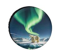 Northern Lights Polar Bear Spare Tire Cover 26 Inch Oxford Wheel Protector 26 Inch Travel Accessories Waterproof Dustproof Covers for RV Jeep