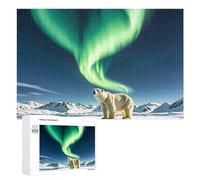Northern Lights Polar Bear Wooden Puzzles for Adults 1000 PCS Unique Shape Puzzles Wall Art Home Decor for Puzzle Lovers, Family, Friend Creative Gift Toys