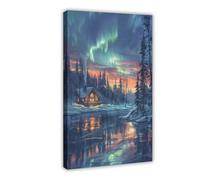Northern Lights Poster Canvas Poster Wall Art Decor Print Picture Paintings for Living Room Bedroom Decoration 08x12inch(20x30cm)
