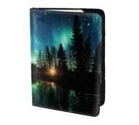 Northern Lights Print 5.5 Inch Passport For Men And Women Lightweight Stylish Travel Document Wallet, Black, One Size