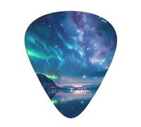 Northern Lights Print Guitar Picks 12-Pack - Assorted Thickness Picks (0.46 mm, 0.71 mm, 0.96 mm) with Storage Box & Assorted Unique Design for Acoustic, Electric, Bass, and Ukulele Players