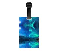 Northern Lights Print Luggage Tag with Full Back Privacy Cover - ID Label for Suitcases, Handbags, and Backpacks